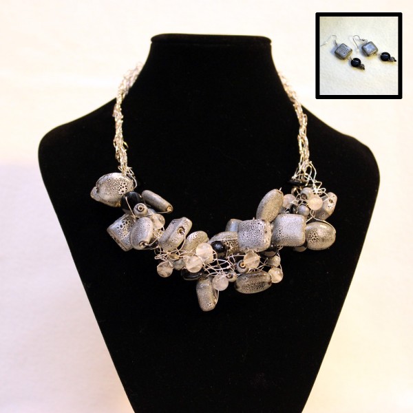 Silvery Grey Necklace & Earrings