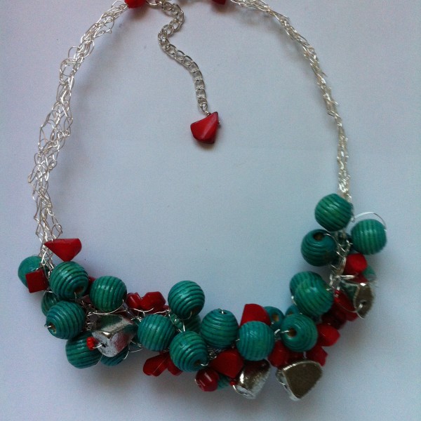 Turquoise and Coral Necklace & Earrings