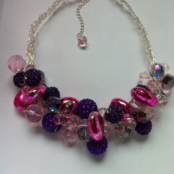 Pink and Purple Necklace & Earrings