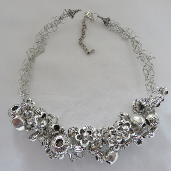 All Silver Necklace & Earrings