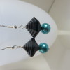 Turquoise and Charcoal Grey Earrings